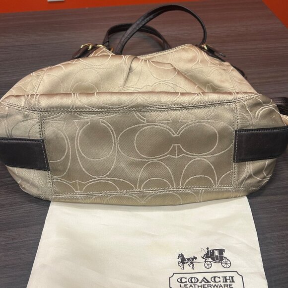 Mia Maggie Signature Outline-Beige Satin Coach Bag - Picture 6 of 6